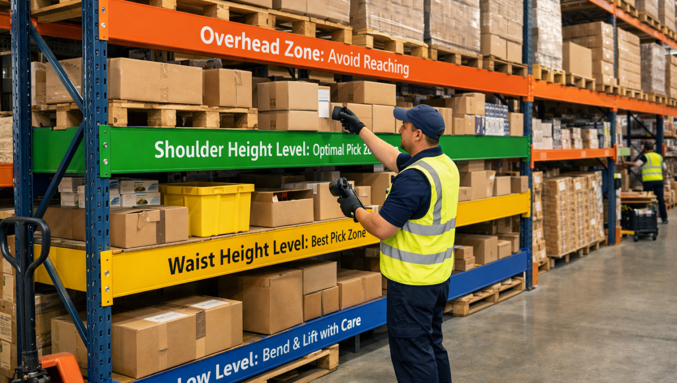 Ergonomic Rack Layouts for Picking Zone Configuration