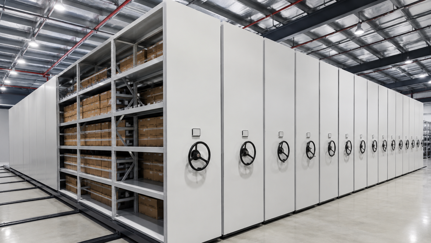 Mobile Shelving System for Warehouse Storage