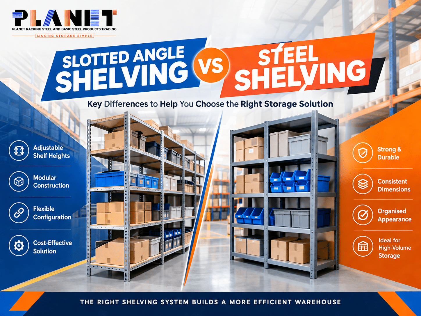 Slotted Angle Shelving vs Steel Shelving: Key Differences